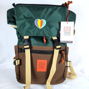 Topo Designs Rover Pack Classic Backpack Green 17" Multipocket Outdoor Day Trip